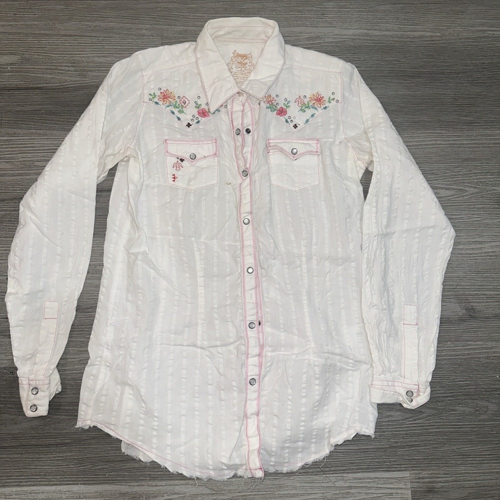 Twenty X Embroidered Western Snap Western Pink Trim  Size‎ M Cotton